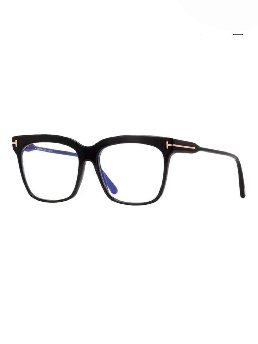 Tom Ford Black Square Optical Glasses with Clear Blue Light Block Lenses